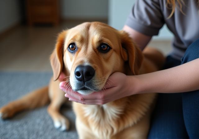 Educatore cinofilo che lavora con un cane con problemi comportamentali